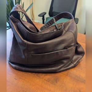 Leather shoulder hobo bag